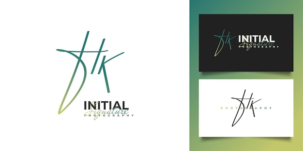 ロゴまたはビジネスアイデンティティの手書きスタイルHK初期署名付きの初期HおよびKロゴデザイン