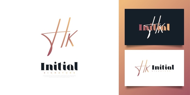 Initial h and k logo design with handwriting style hk initial signature for logo or business identity