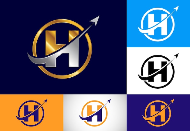 Начальный дизайн символа монограммы H, объединенный со стрелкой Концепция логотипа финансов или успеха Эмблема шрифта Логотип для бухгалтерского учета бизнеса и идентичности компании