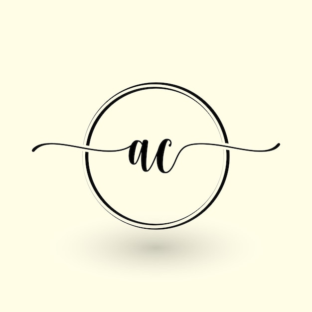 Initial handwriting AC Circle logo AC Letter Logo Circle Initial AC Luxury monogra