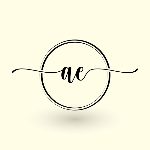 Vector initial handwriting ae circle logo ae letter logo circle initial ae luxury monogra