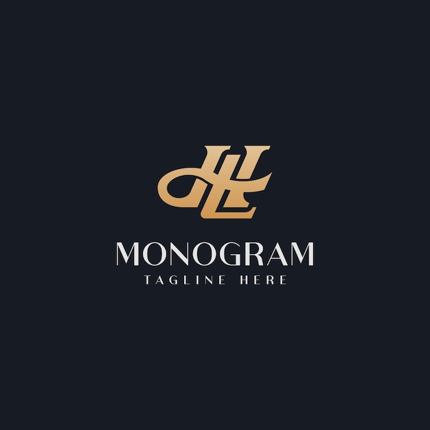 Modello iniziale del logo del monogramma hl lh hl. logo icona lettera iniziale