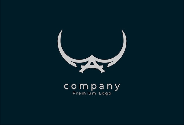 Начальный логотип рога, минималистская буква А с логотипом рога, векторная иллюстрация