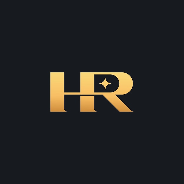 初期 HR RH HR モノグラム ロゴ テンプレート 初期ベース文字アイコン ロゴ ベクトル図