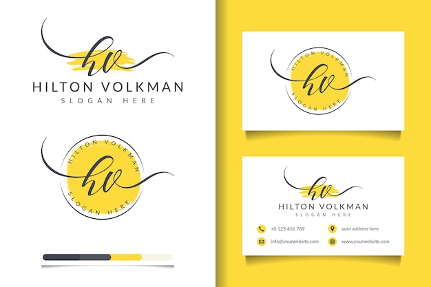 Vector initial hv feminine logo collections with business card template