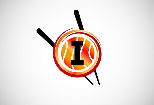 Вензель i буква i в круге с эмблемой азиатского суши-бара chopstick логотип для суши