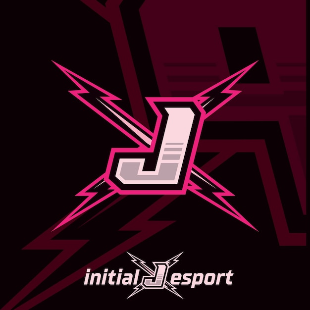 Iniziale j lettera esport logo illustrazione mascotte esport gamer team work design logo streamer