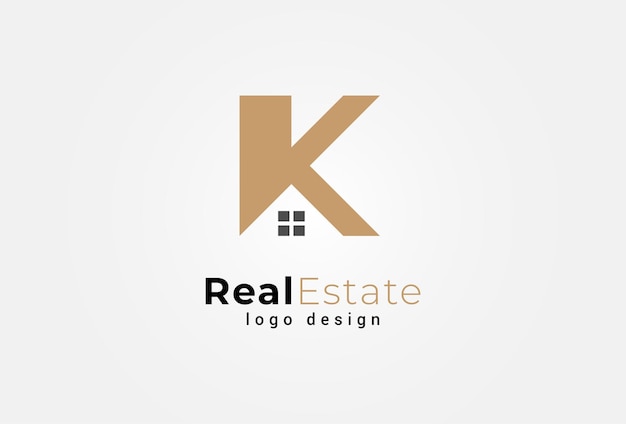 Начальная буква k house logo буква k с комбинацией значков дома, которую можно использовать для недвижимости и логотипа бизнеса