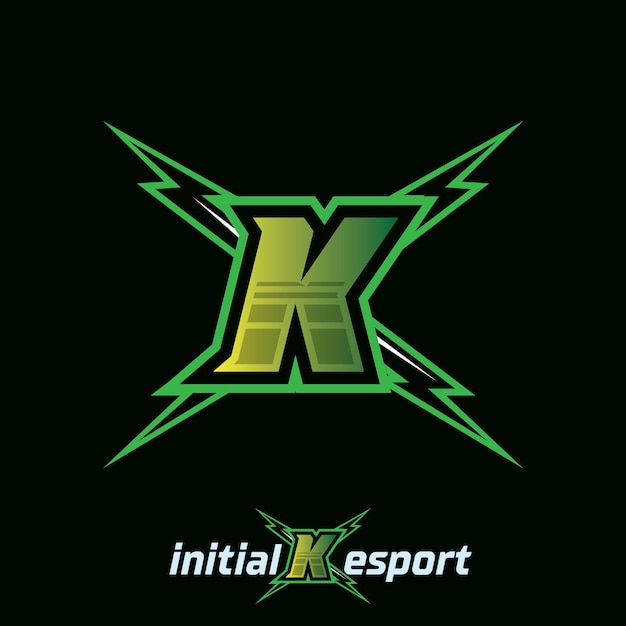 Initial K letter esport logo illustration esport mascot gamer team work design streamer logo