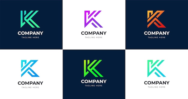 最初のK文字のロゴデザインテンプレート、ラインコンセプト