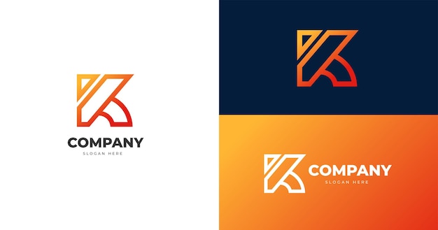 Initial k letter logo design template, line concept