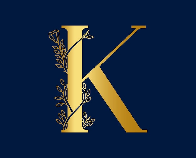 Vettore di design del logo di bellezza di lusso con lettera k iniziale