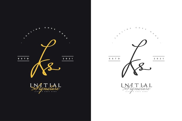Initial k and s logo design in vintage handwriting style. ks signature logo or symbol for wedding, fashion, jewelry, boutique, botanical, floral and business identity