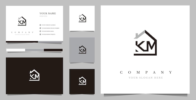 Initial KM Real Estate Logo Design Vector