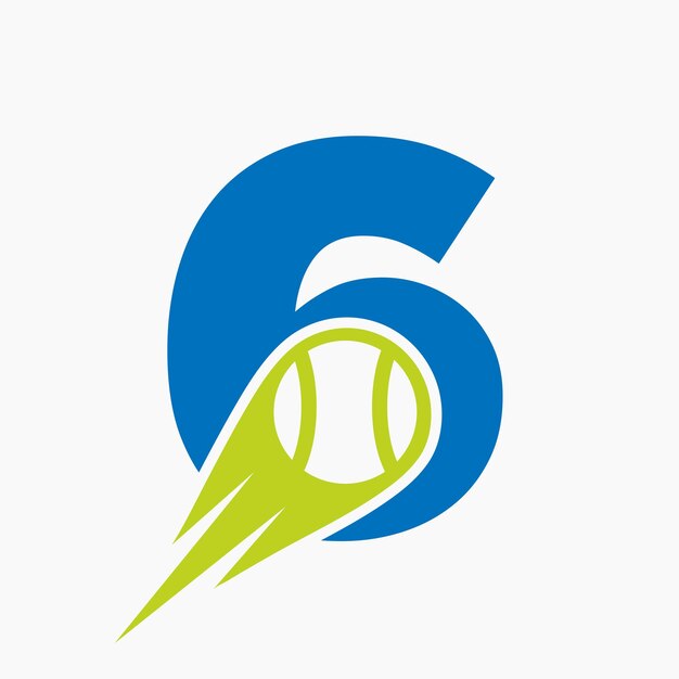 頭文字 6 テニス クラブのロゴのデザイン テンプレート テニス スポーツ アカデミー クラブのロゴ