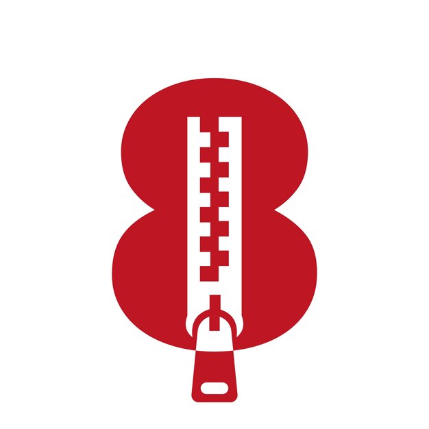 패션 천 자수 및 섬유 기호 신원 템플릿을 위한 초기 문자 8 지퍼 로고