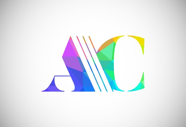 초기 문자 Ac 낮은 폴리 로고 디자인 벡터 템플릿 기업 비즈니스 정체성에 대한 그래픽 알파벳 기호