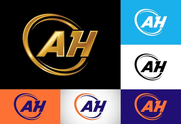 Буквица ah дизайн логотипа векторной графики символ алфавита для фирменного стиля