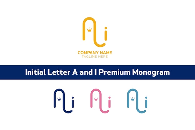 벡터 코칭, 구독, 마케팅을 위한 초기 문자 a 또는 a 및 i 또는 i 프리미엄 모노그램 로고 디자인.