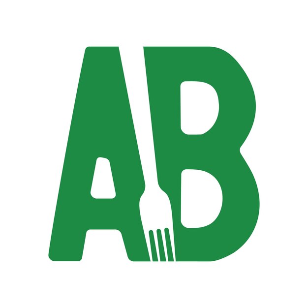 Initial letter ab design fork style negative space for restaurant food logo design inspiration