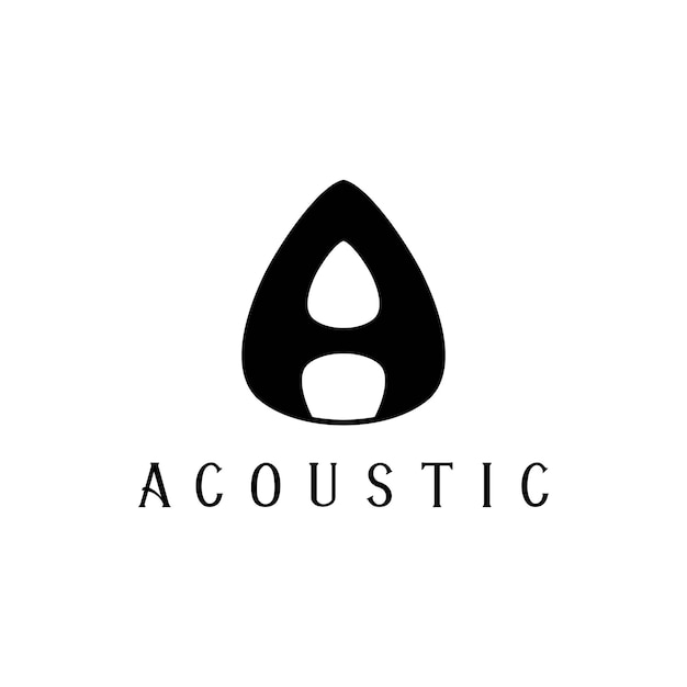 initial letter A acoustic guitar pick string instrument logo design