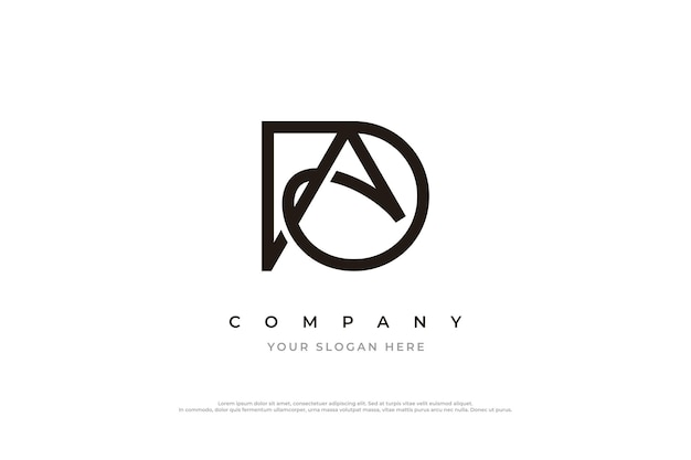 Initial Letter AD Logo or DA Logo Design Vector