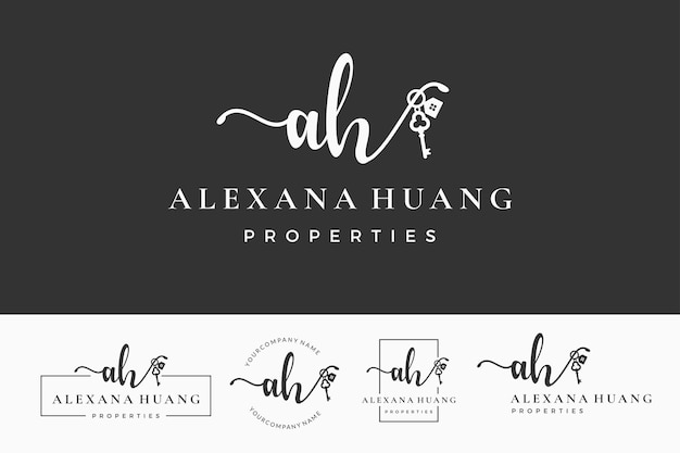 Initial letter AH A logo real estate Home house realtor property building vector design collection