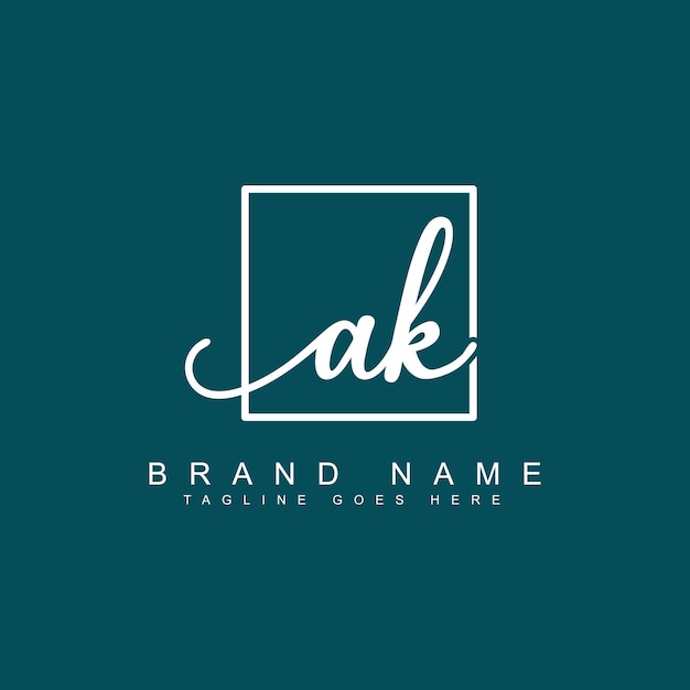 Initial Letter AK Logo - Handwritten Signature Style Monogram Logo