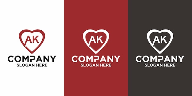 Первоначальная буква AK шаблон векторного дизайна логотипа