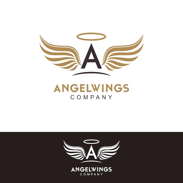 Ispirazione per il design del logo della lettera iniziale a e delle ali d'angelo