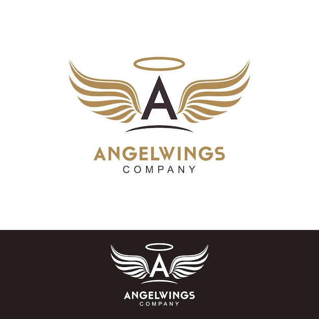 이니셜 A와 Angel Wings 로고 디자인 영감