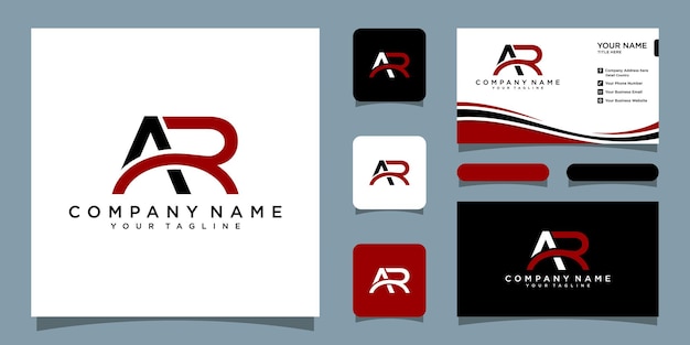 Initial Letter AR typography logo design vector with business card design Premium Vector