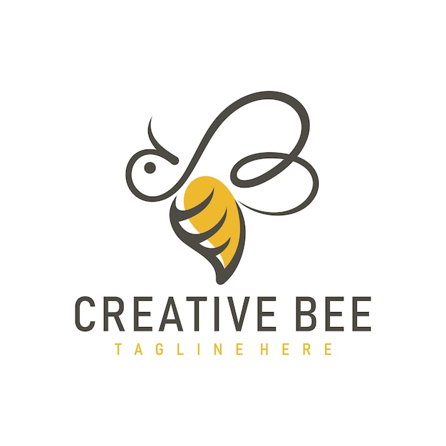 Design del logo dell'ape della lettera iniziale b modello del logo dell'ape