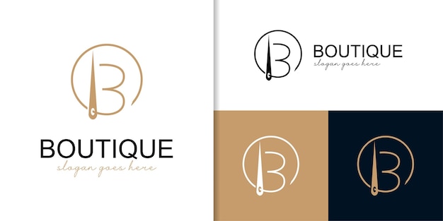 Initial letter B combined needle vector tailor shop fashion boutique logo design