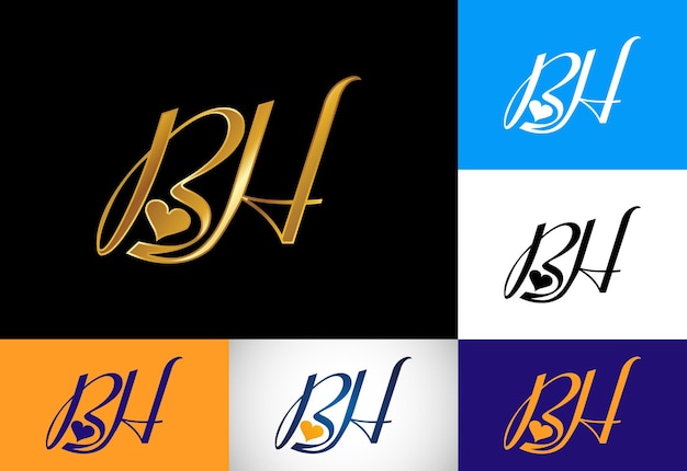 Первоначальная буква BH Дизайн логотипа Векторный графический символ алфавита для фирменного стиля