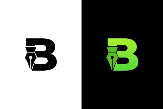 initial Letter B ink pen logo design Letter B pen logo in modern style concept