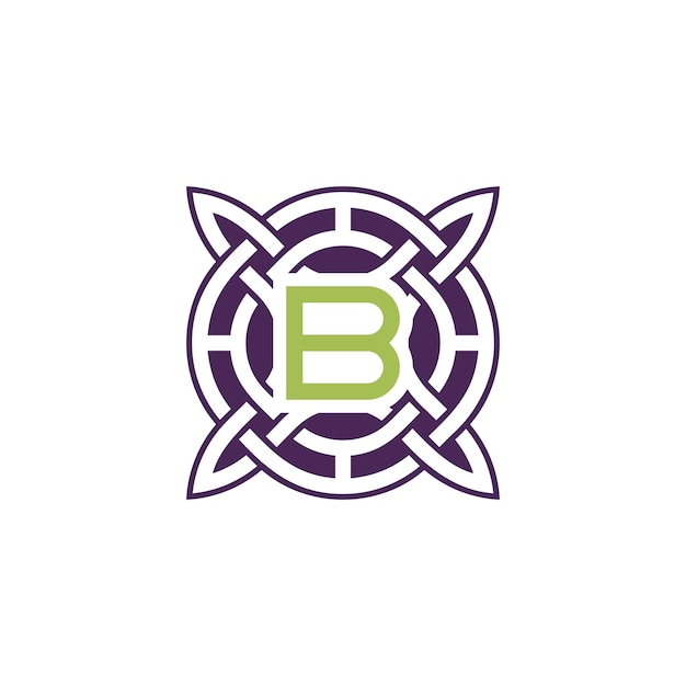 Initial letter B intersection pattern frame Celtic knot logo