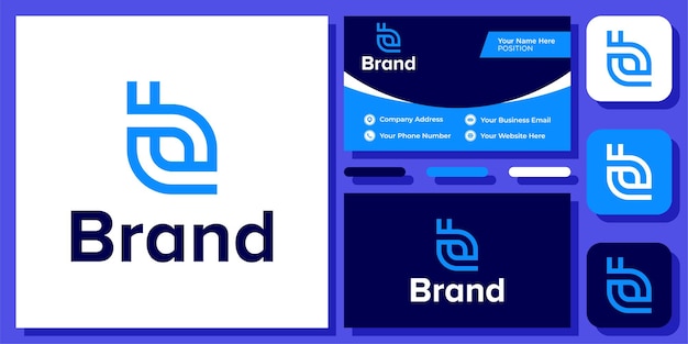 名刺テンプレートと頭文字bライン抽象シンプルモダンモノグラムアイコンロゴデザイン