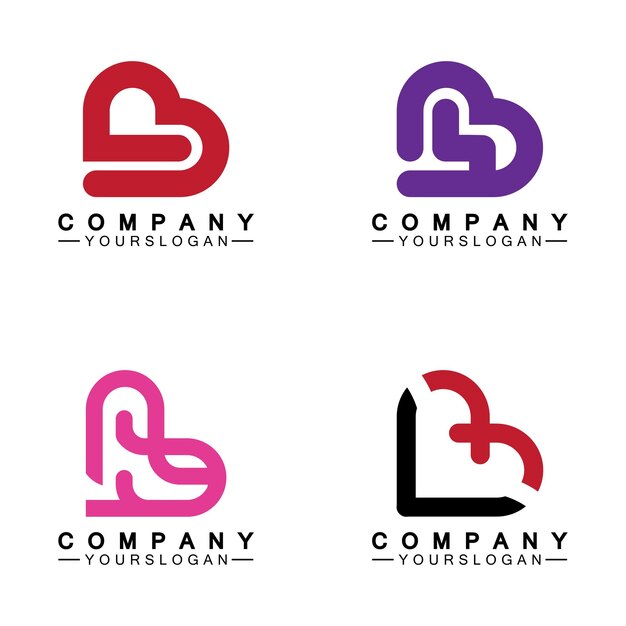 Lettera iniziale b amore cuore logo design