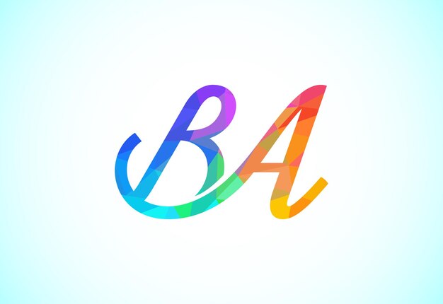 Первоначальная буква BA Low Poly Logo Design Vector Template Графический символ алфавита для фирменного стиля