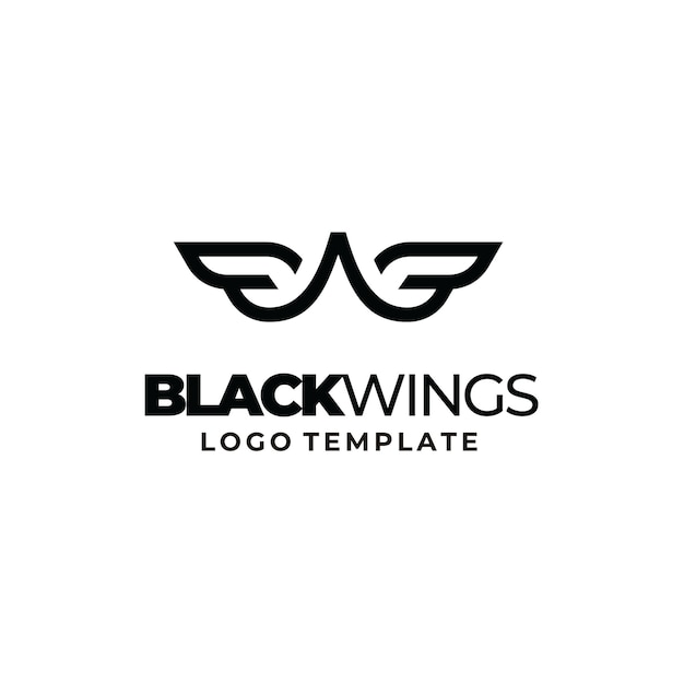 エンジェルウィングまたはイーグルファルコンホークバードウィングのロゴデザインが付いた頭文字BWBWWB