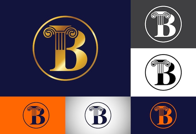 Initial letter B with law pillar logo design Law office vector logo template