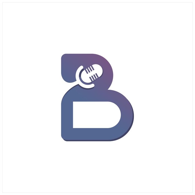 initial letter B with microphone podcast logo design template vector