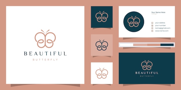 Initial letter bb with abstract butterfly elements. minimalistic line art monogram shape logo,