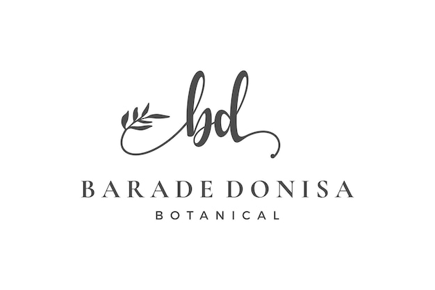 Lettera iniziale bd b logo fiore foglia e bellezza collezione di modelli di design floreale e botanico