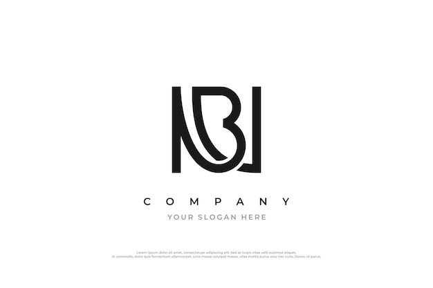 Initial Letter BN Logo or NB Monogram Logo Design Vector