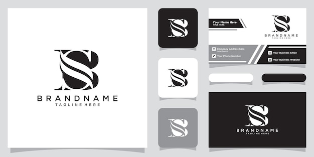 Initial Letter BS Logo designs with business card design Premium Vector