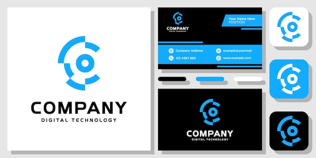 벡터 템플릿 명함으로 초기 편지 c 추상 기술 원형 로고 디자인 영감