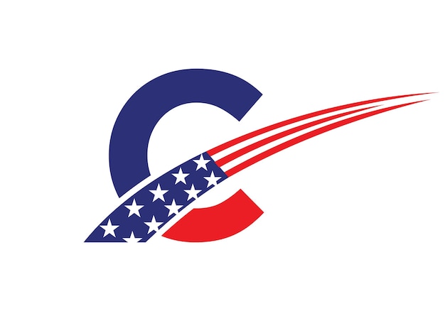 Lettera iniziale c logo americano per il logo aziendale e aziendale usa logo americano