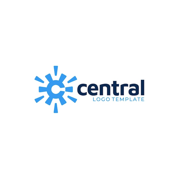 Lettera iniziale c center central circular circuit semplice e moderno logo design